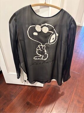 Vintage Iceberg x Peanuts Sheer Snoopy Graphic Silk Blouse